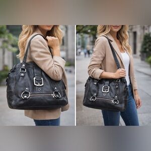 Elegant Black Leather Tote Bag